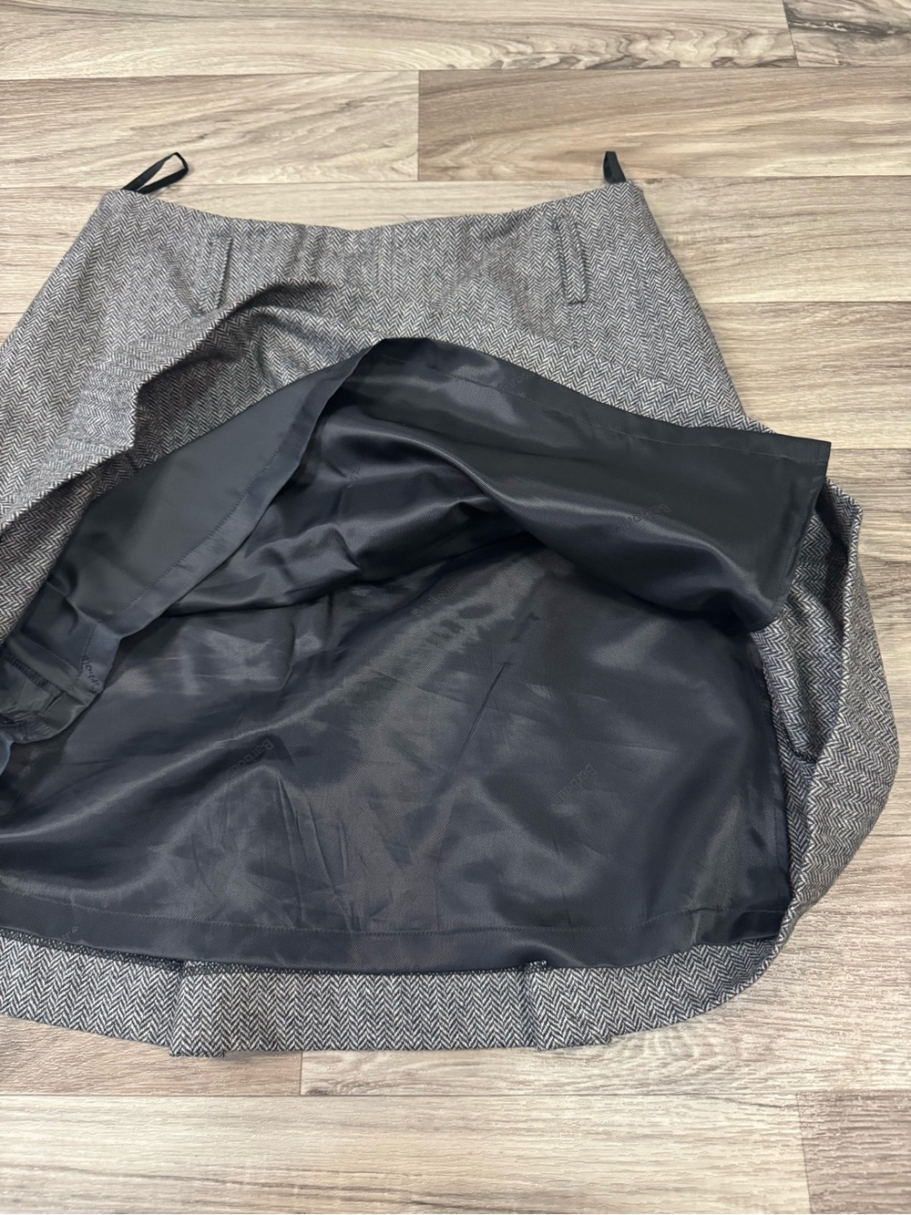 Barbour Classic Pleated Herringbone Skirt Wool Cashmere Blend Fully Lined Sz 8 - Picture 5 of 9